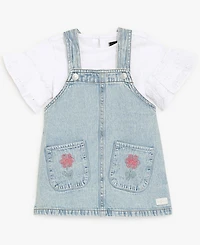 7 For All Mankind Baby Girls' Short-Sleeve Bodysuit and Jumper, 2-Piece Set