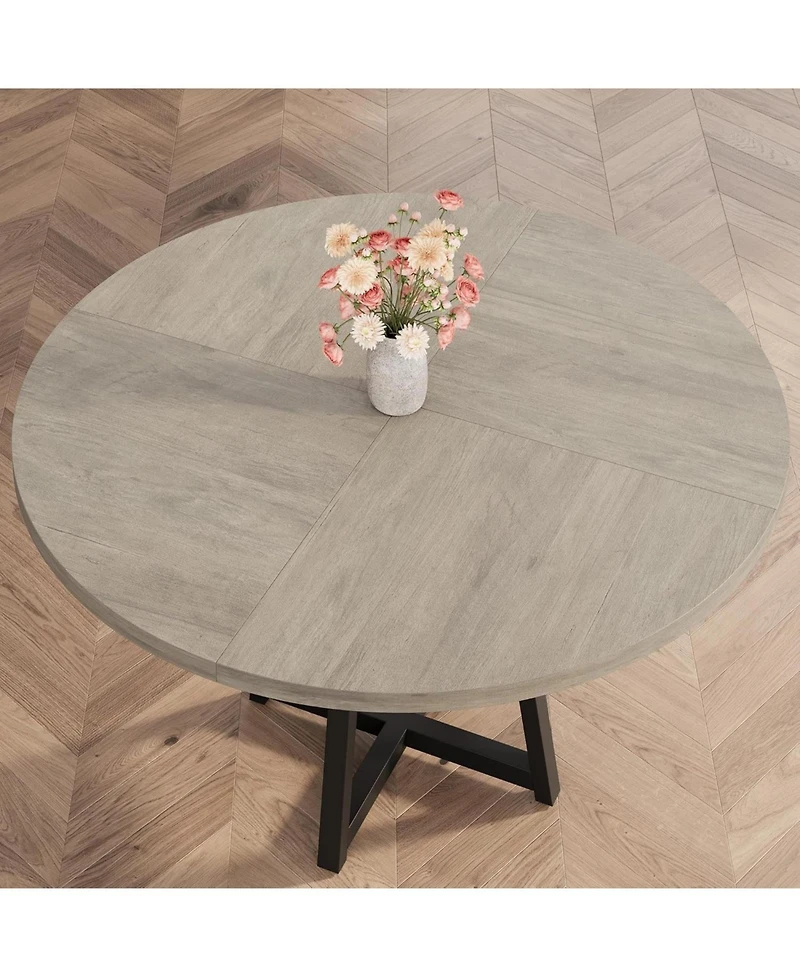 gaomon Kitchen Table Industrial Round Dining Table 47 Inch Kitchen Table Set for 4 to 6 Dinner Table