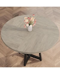 gaomon Kitchen Table Industrial Round Dining Table 47 Inch Kitchen Table Set for 4 to 6 Dinner Table