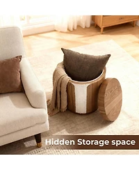 LuxenHome Modern Mdf Wood Round Side Table with Ash Veneer, 18.5” Tall