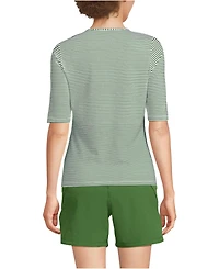 Lands' End Women's SunShade Upf 50 Elbow Sleeve Rash Guard Swim Tee