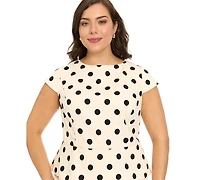 London Times Plus Boat Neck Peplum Sheath Dress