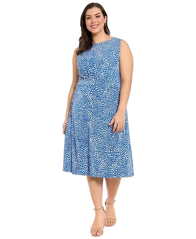 London Times Plus Round Neck Sleeveless Dress