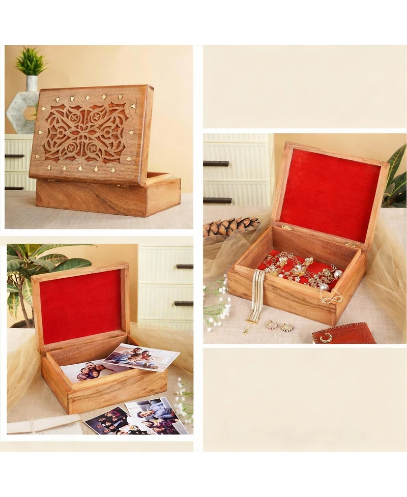 Yigii Handcrafted Celtic Wooden Treasure Chest for Jewelry & Keepsakes