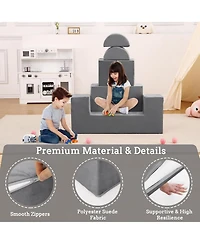 Gaomon Modular Kids Couch Sofa for Toddlers and Kid's Foam Play Couch Convertible Soft Kids Sofa Set with Detachable Cushions