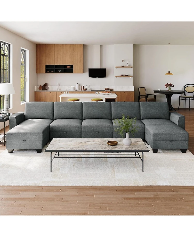 gaomon Oversized Modular Sectional Sofa with Storage Ottoman, Large U Shaped Corner Couch, Convertible Modular Sectional Couch