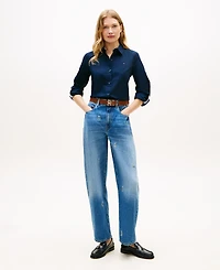 Tommy Hilfiger Women's Classic Poplin Roll-Tab Long-Sleeve Shirt