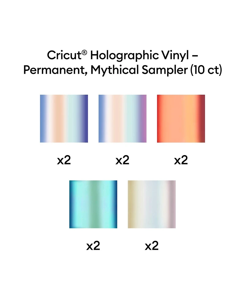 Cricut Holographic Vinyl Permanent, Mythical Sampler - 12 in x 12 in Sheets
