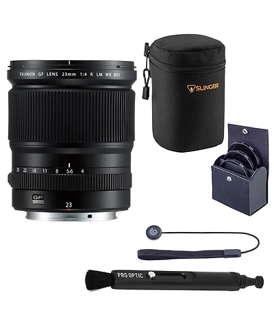 Fujifilm Gf 23mm f/4 R Lm Wr Lens Bundle with Cap Tether, Cleaner, Lens Case, 82mm Digital Essentials Filter Kit