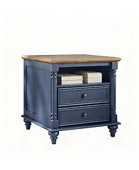 Yigii 24" Rustic Square Nightstand with Charging Station for Bedroom/Living Room