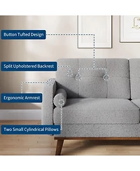 gaomon 65" Mid Century Modern Loveseat Sofa for Small Spaces, 2 Seater Boucle Upholstered Couch with Button Tufted Design & Wood Legs