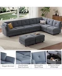 gaomon Modular Sectional Sofa, 143.8 Inch Sectionals Couch U Shaped Sofa with Storage Ottoman, 9 Seat Comfy Sectional Couches