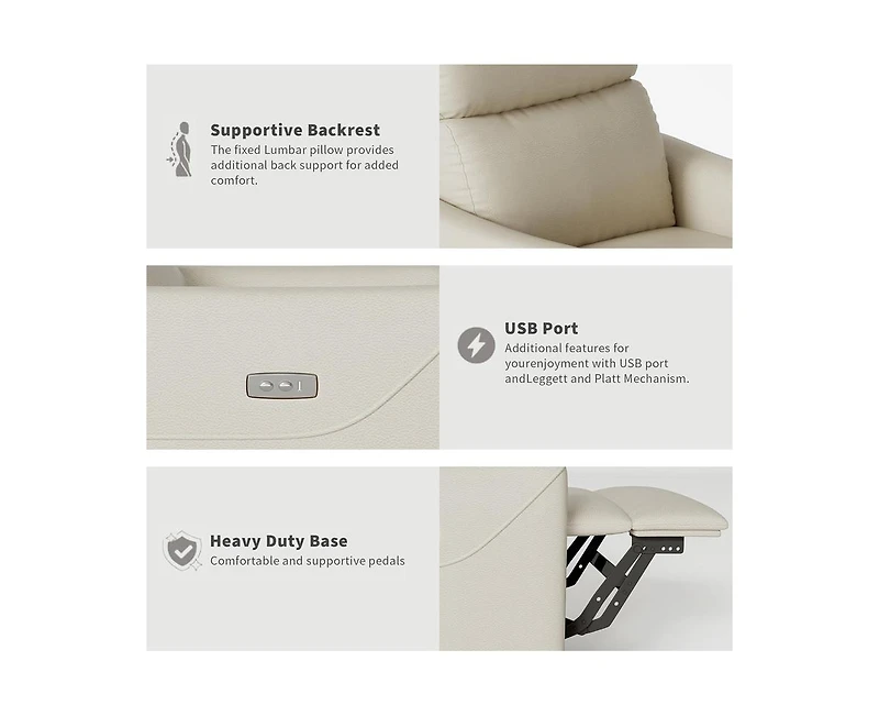 gaomon Power Recliner Chair Swivel Glider, Upholstered Faux Leather Nursery Reclining Sofa Chair with Charging Port