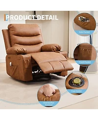 gaomon Recliner Chair with Massage and Heat, 360° Swivel Oversized Single Sofa Seat, Adult Rocking Recliner with Cup Holder and Storage Pockets