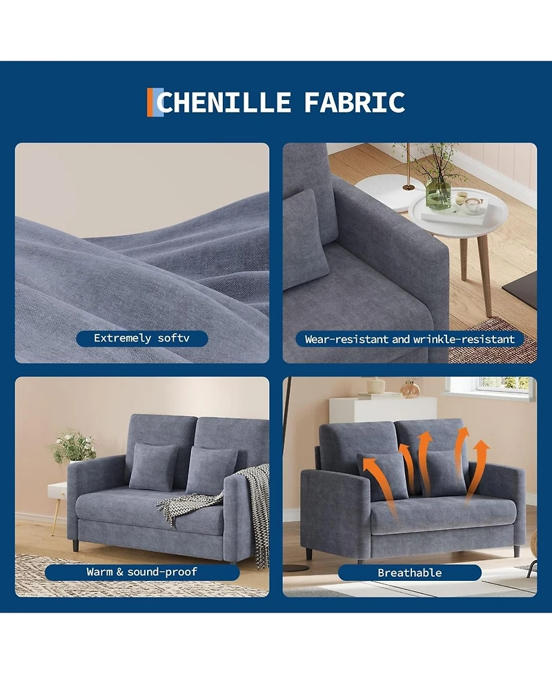 gaomon Loveseat Sofa, 52" Love Seat for Small Spaces, Mid Century Sofa Accent Chair, Solid Wood Frame, Tool-Free Assembly, Comfy Sofa Couch