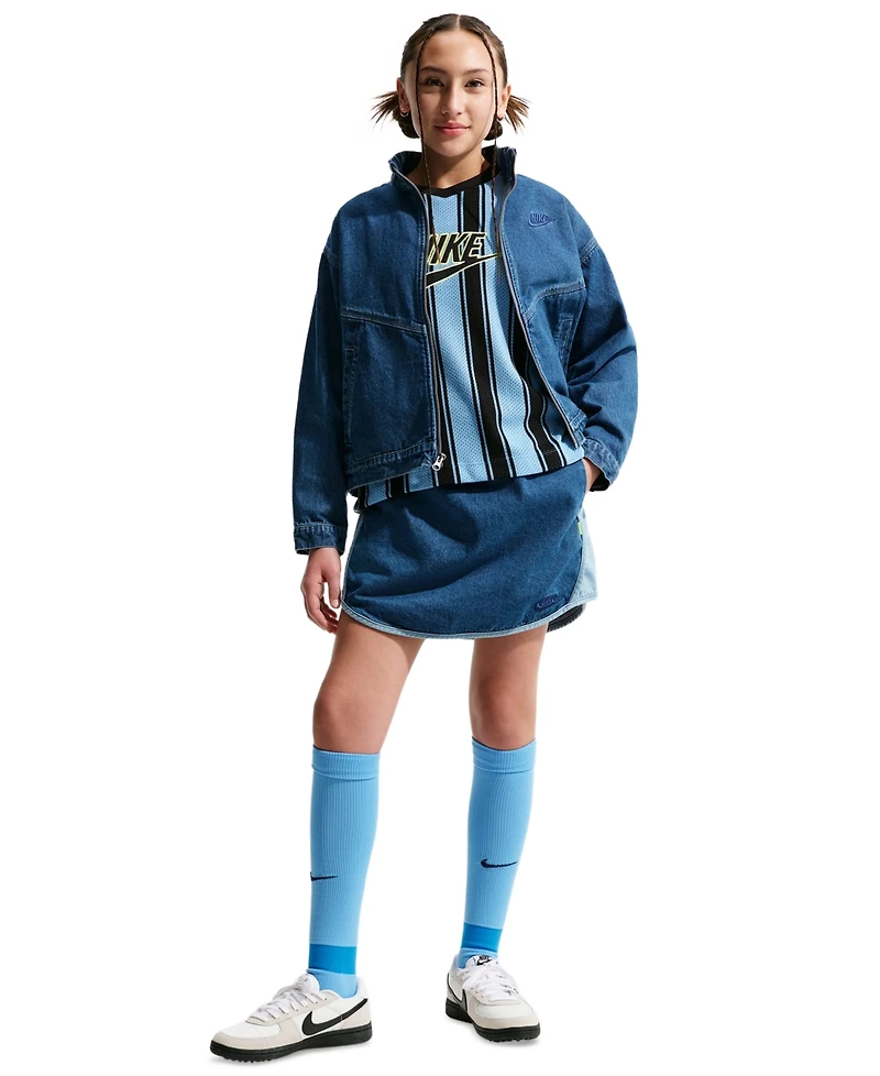 Nike Girls' 7-16 Sportswear Collection Pull-On Denim Skirt