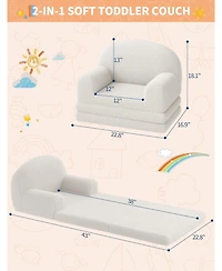 Gaomon Kids Couch, 2 in 1 Convertible Teddy Fleece Toddler Sofa Chair, Soft Fold Out Lounger & Comfy Children s Sofa Bed for Playroom