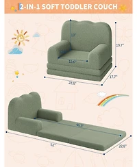 gaomon Kids Couch, 2-in-1 Comfy Toddler Couch Fold Out