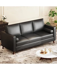 gaomon 86" Leather Sofa for Living Room, Mid-Century Modern Couch with Deep Seats, Faux Leather Couch, 3 Seat Sofa with Removable Cover for Apartment