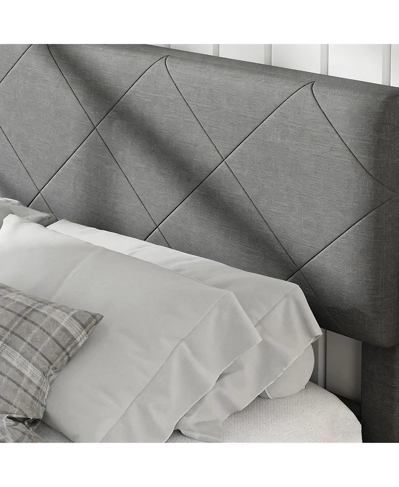 gaomon twin size upholstered platform bed frame with headboard, wooden slat support and noise-free easy assembly design