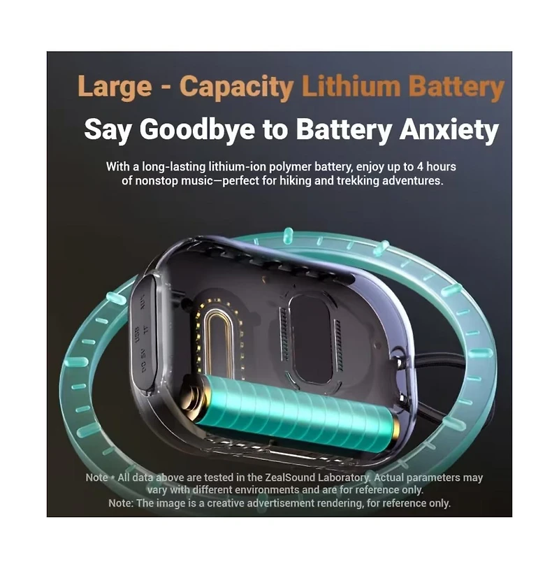 Zealsound Portable Wireless Speakers - Indoor/Outdoor Companion with Hand Strap, Dual Speaker Stereo Pairing & 4-Hour Battery