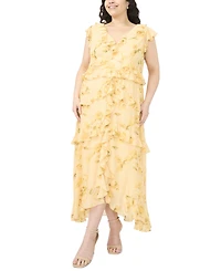 Msk Plus Ruffle Trim V-Neck Dress