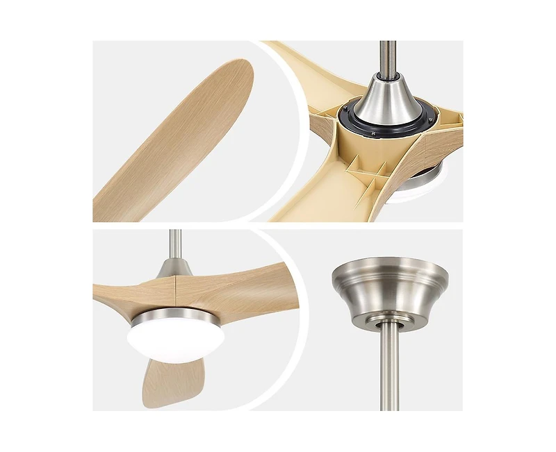 Sofucor 60-inch Modern Sand Nickel 3-blade Ceiling Fan Light With Remote Control Supports Mobile Phone Connection And Voice Function