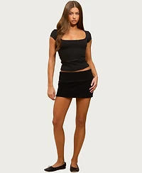 Edikted Women's Nayel Fleece Foldover Mini Skirt