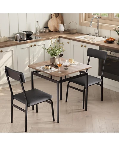 gaomon 3Pcs Small Kitchen Table Set for 2, Wooden Dining Farmhouse with and Chair Rooms or Flats