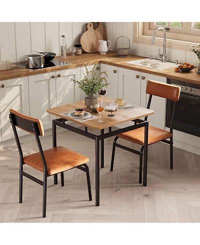 gaomon 3Pcs Small Kitchen Table Set for 2, Wooden Dining Table Set for 2, Farmhouse Table Set with Table and Chair for Small Rooms or Flats