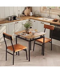 gaomon 3Pcs Small Kitchen Table Set for 2, Wooden Dining Table Set for 2, Farmhouse Table Set with Table and Chair for Small Rooms or Flats