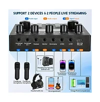 ZealSound Podcast Equipment Bundle Audio Interface with All In One Live Sound Card Professional Condenser Microphone for Recording Live Streaming