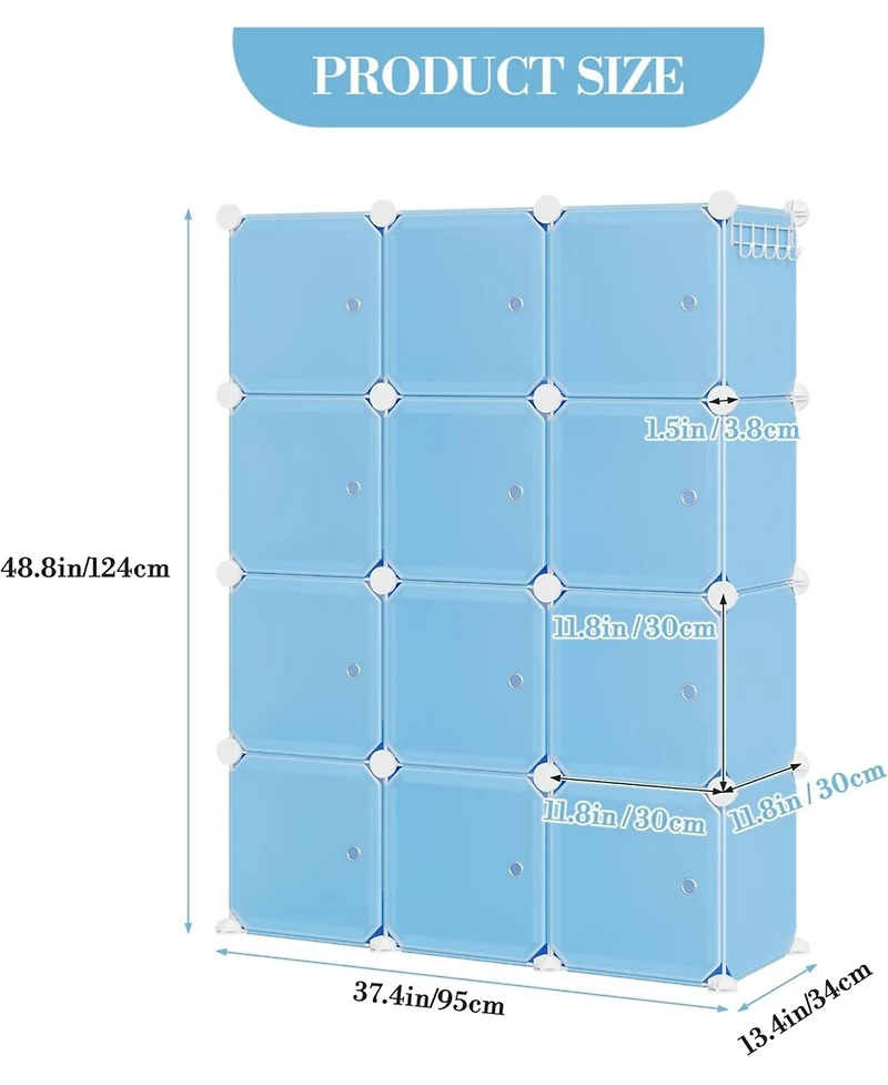 gaomon Space-Saving Modular Shoe Storage Cabinet – 12-Cube Stackable Organizer with Doors