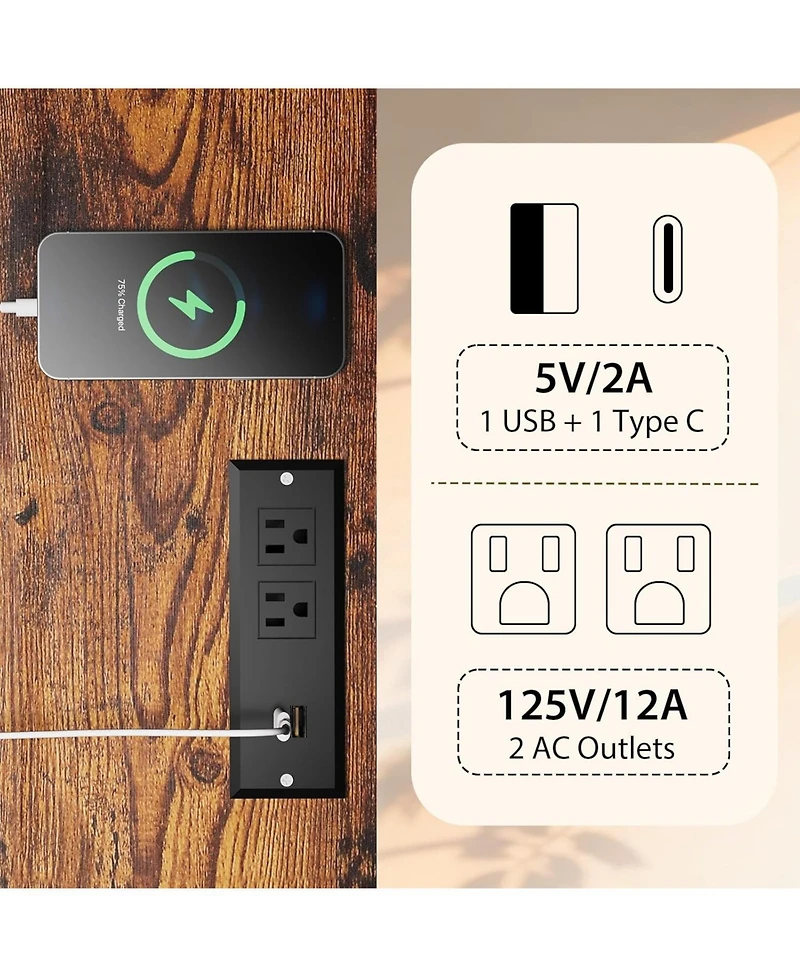 gaomon Tv Entertainment Center with Storage, 5 Fabric Drawer, 2 Bookshelf, Tv Console with Shelf