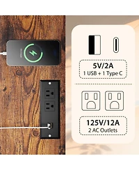 gaomon Tv Entertainment Center with Storage, 5 Fabric Drawer, 2 Bookshelf, Tv Console with Shelf