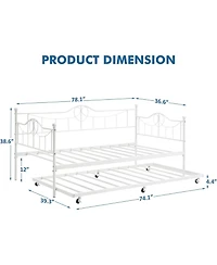 gaomon Twin Heart-Shaped Metal Sofa Bed Frame With Underbed Set, Daybed With Trundle With Steel Slat Support
