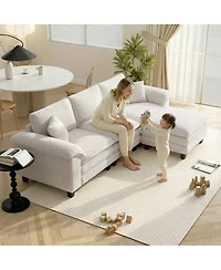 Homcom Sectional Sofa, L Shaped Couch with Deep Seat, Ottoman