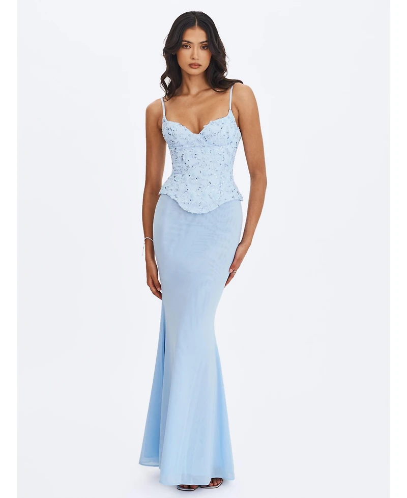 Miss Circle Women's Aurielle Sweetheart Mermaid Peplum Maxi Dress