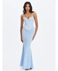 Miss Circle Women's Aurielle Sweetheart Mermaid Peplum Maxi Dress