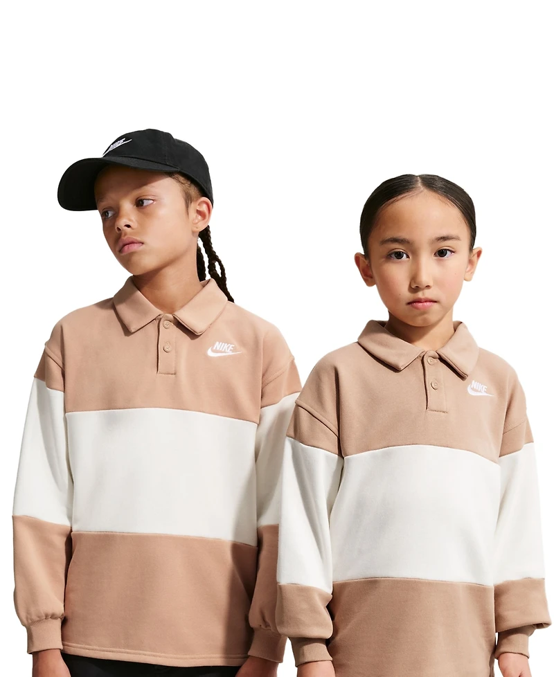 Nike Boys' 4-20 Sportswear Club Rugby Striped Sweatshirt