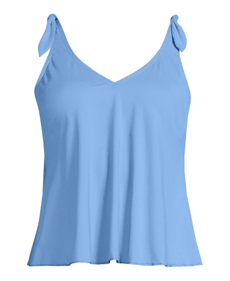 Lands' End Plus Tie Shoulder Flutter Tankini Top