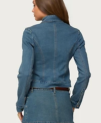 Edikted Women's Josiee Stretchy Denim Moto Jacket
