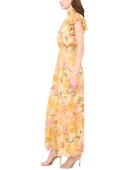 Msk Petite Flutter-Sleeve Mock Neck Jumpsuit