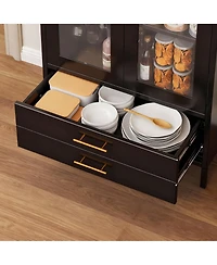 Yigii Stylish Metal Arched Bookshelf Cabinet for Home Office and Living Room