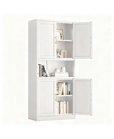 Yigii Heavy Gauge Steel Pantry Cabinet with 2 Adjustable Shelves and Open Compartment