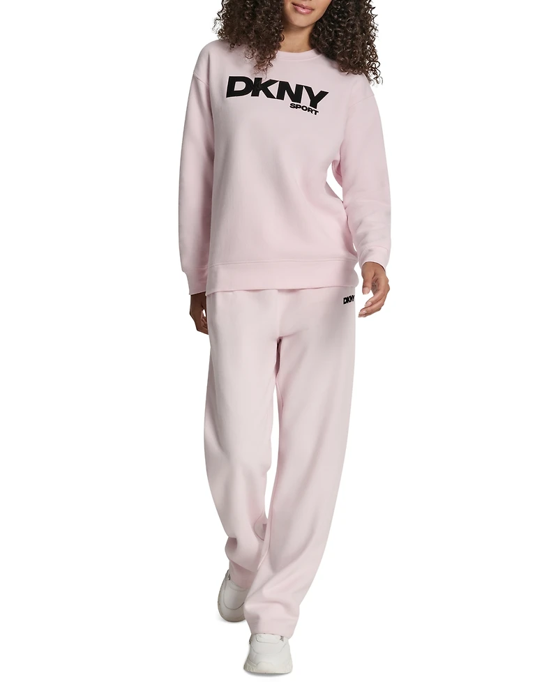Dkny Women's Nolita Logo Detail Crew Neck Sweatshirt