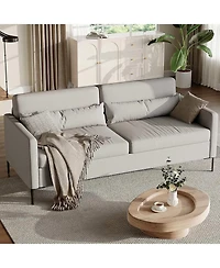 gaomon 80in Comfy Couch, 3 Seater Sofa with Metal Legs, Deep Seat Sofa with Linen Fabric Modern Sofa Couch for Living Room, Apparment, Office