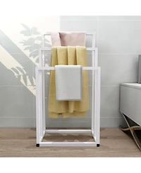 Rainsken 3 Tier Metal Towel Rack, Freestanding Towel Holder, Modern Standing Towels Drying Rack for Bedroom, Bathroom
