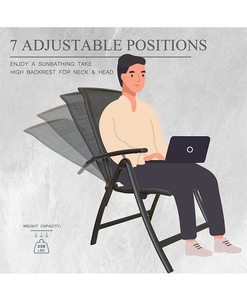 Clihome Folding Patio Chairs Set of 2