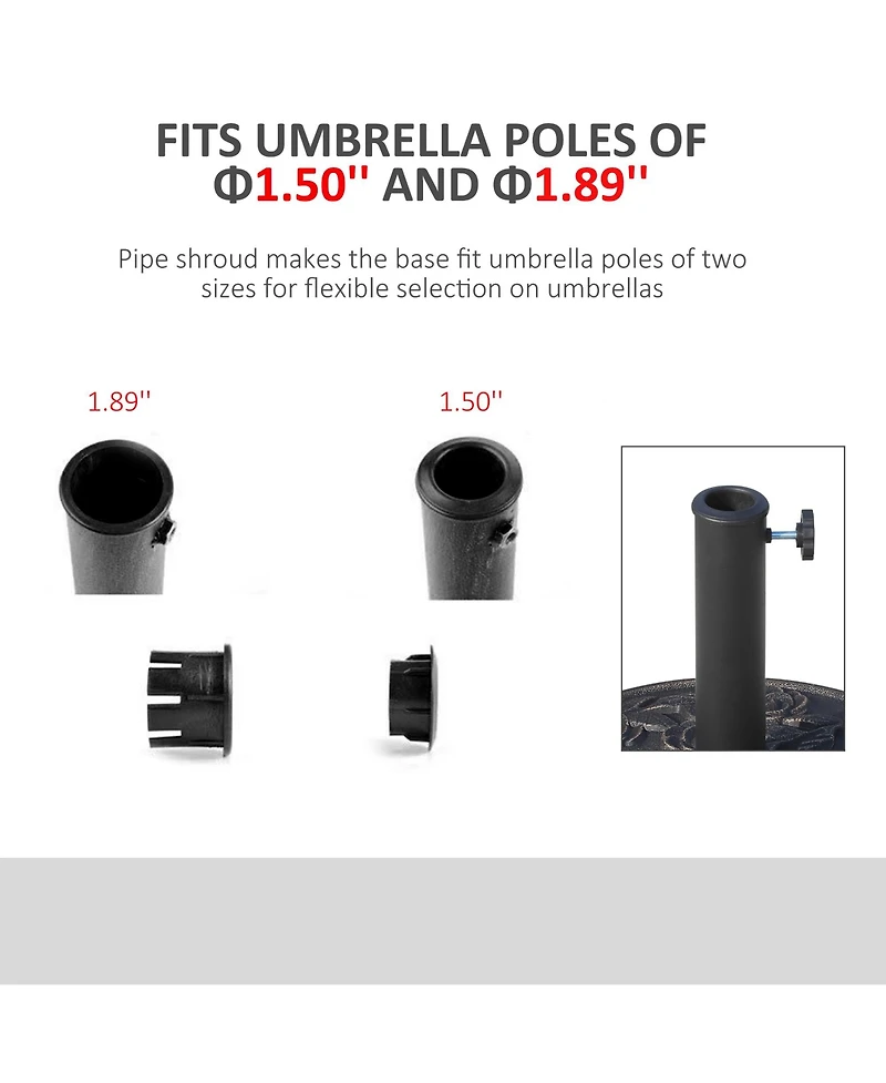 Outsunny 20 lbs Round Decorative Resin Rose Umbrella Pole Holder w/ Finish